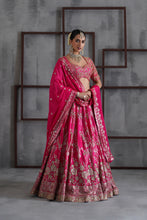Load image into Gallery viewer, Fuchshia embroidered blouse, lehenga and dupatta