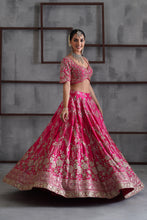 Load image into Gallery viewer, Fuchshia embroidered blouse, lehenga and dupatta