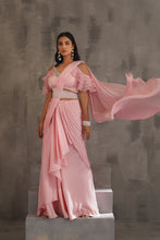 Load image into Gallery viewer, Red embroidered anarkali, tulip pants and dupatta