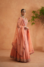 Load image into Gallery viewer, Coral embroidery blouse, Brocade lehnaga and dupatta