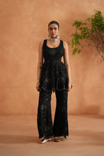 Load image into Gallery viewer, Black Peplum with palazzo and dupatta