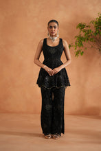 Load image into Gallery viewer, Black Peplum with palazzo and dupatta