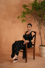 Load image into Gallery viewer, Black Peplum with palazzo and dupatta