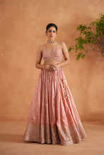 Load image into Gallery viewer, Pink embroidered blouse, lehenga and dupata