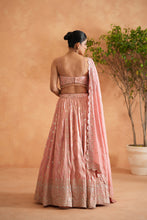 Load image into Gallery viewer, Pink embroidered blouse, lehenga and dupata