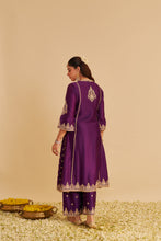 Load image into Gallery viewer, Anaiza - Dabka Zardozi Embroidered Purple Long Kurta & Palazzo with Dupatta