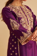 Load image into Gallery viewer, Anaiza - Dabka Zardozi Embroidered Purple Long Kurta & Palazzo with Dupatta