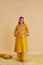 Load image into Gallery viewer, Anaiza - Dabka Zardozi Embroidered Mustard Long Kurta & Palazzo with Dupatta