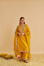 Load image into Gallery viewer, Anaiza - Dabka Zardozi Embroidered Mustard Long Kurta & Palazzo with Dupatta