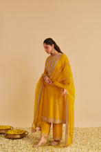Load image into Gallery viewer, Anaiza - Dabka Zardozi Embroidered Mustard Long Kurta & Palazzo with Dupatta