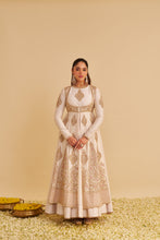 Load image into Gallery viewer, Zainah - Dabka Zardozi Embroidered Silk Daisy Ivory Anarkali Set