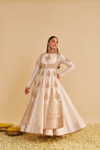 Load image into Gallery viewer, Zainah - Dabka Zardozi Embroidered Silk Daisy Ivory Anarkali Set