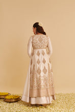 Load image into Gallery viewer, Zainah - Dabka Zardozi Embroidered Silk Daisy Ivory Anarkali Set