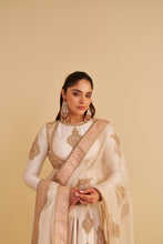 Load image into Gallery viewer, Zainah - Dabka Zardozi Embroidered Silk Daisy Ivory Anarkali Set
