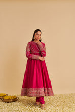 Load image into Gallery viewer, Noor - Dabka Zardozi Embroidered Chanderi Silk Hotpink Anarkali Set