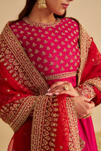 Load image into Gallery viewer, Noor - Dabka Zardozi Embroidered Chanderi Silk Hotpink Anarkali Set