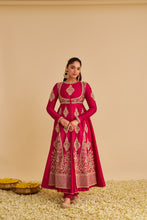 Load image into Gallery viewer, Zainah - Dabka Zardozi Embroidered Silk Hotpink Anarkali Set