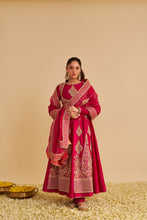 Load image into Gallery viewer, Zainah - Dabka Zardozi Embroidered Silk Hotpink Anarkali Set