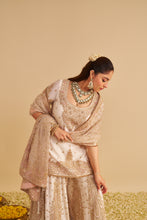 Load image into Gallery viewer, Alina - Dabka Zardozi Embroidered Silk Daisy Ivory Sharara Set