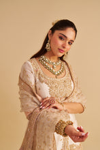 Load image into Gallery viewer, Alina - Dabka Zardozi Embroidered Silk Daisy Ivory Sharara Set
