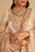 Load image into Gallery viewer, Alina - Dabka Zardozi Embroidered Silk Daisy Ivory Sharara Set