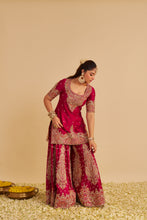 Load image into Gallery viewer, Alina - Dabka Zardozi Embroidered Silk Hotpink Sharara Set