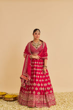 Load image into Gallery viewer, Maira - Dabka Zardozi Embroidered Raw Silk Hotpink Bridal Lehenga Set