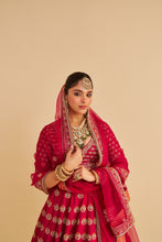 Load image into Gallery viewer, Maira - Dabka Zardozi Embroidered Raw Silk Hotpink Bridal Lehenga Set