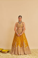 Load image into Gallery viewer, Aashina - Dabka Zardozi Embroidered Pure Tissue Mustard Lehenga Set