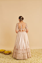 Load image into Gallery viewer, Farah - Dabka Zardozi Embroidered Pure Silk Daisy Ivory Lehenga Set