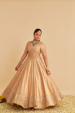 Load image into Gallery viewer, Aaliya - Dabka Zardozi Embroidered Raw Silk Gold Lehenga Set