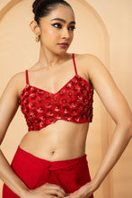 Load image into Gallery viewer, Red embroidered co-ord set