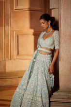 Load image into Gallery viewer, AQUA OMBREY TULLE LEHENGA CHOLI DUPATTA SET