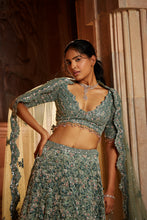Load image into Gallery viewer, SAGE GREEN TULLE LEHENGA CHOLI SET