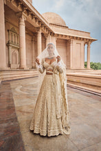 Load image into Gallery viewer, IVORY TULLE LEHENGA CHOLI DUPATTA SET WITH AN OPTIONAL VEIL