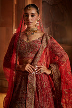 Load image into Gallery viewer, DEEP RED BRIDAL LEHENGA CHOLI SET