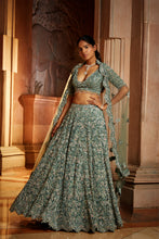 Load image into Gallery viewer, SAGE GREEN TULLE LEHENGA CHOLI SET