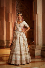 Load image into Gallery viewer, IVORY TAFETTA LEHENGA CHOLI SET WITH TWO TULLE DUPATTAS