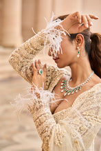 Load image into Gallery viewer, IVORY TULLE LEHENGA CHOLI DUPATTA SET WITH AN OPTIONAL VEIL