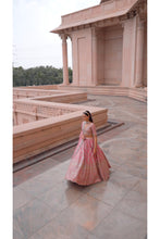 Load image into Gallery viewer, ROSE PINK ORGANZA LEHENGA CHOLI DUPATTA SET