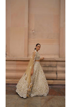 Load image into Gallery viewer, GOLD TULLE LEHENGA CHOLI DUPATTA SET WITH WORKED BELT
