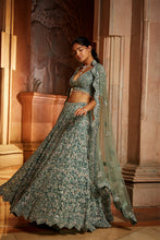 Load image into Gallery viewer, SAGE GREEN TULLE LEHENGA CHOLI SET