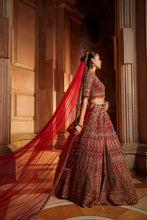 Load image into Gallery viewer, DEEP RED BRIDAL LEHENGA CHOLI SET