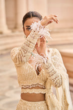 Load image into Gallery viewer, IVORY TULLE LEHENGA CHOLI DUPATTA SET WITH AN OPTIONAL VEIL