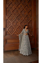 Load image into Gallery viewer, SAGE GREEN TULLE LEHENGA CHOLI SET