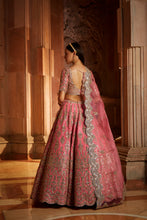Load image into Gallery viewer, ROSE PINK ORGANZA LEHENGA CHOLI DUPATTA SET
