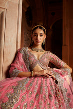 Load image into Gallery viewer, ROSE PINK ORGANZA LEHENGA CHOLI DUPATTA SET