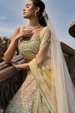 Load image into Gallery viewer, TRIPPLE COLOUR SHADED ORGANZA LEHENGA CHOLI DUPATTA SET WITH OPTIONAL VEIL