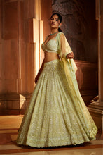 Load image into Gallery viewer, LIME GREEN TULLE LEHENGA CHOLI DUPATTA SET