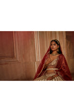 Load image into Gallery viewer, IVORY TAFETTA BRIDAL LEHEHENGA CHOLI SET WITH RED DUPATTA